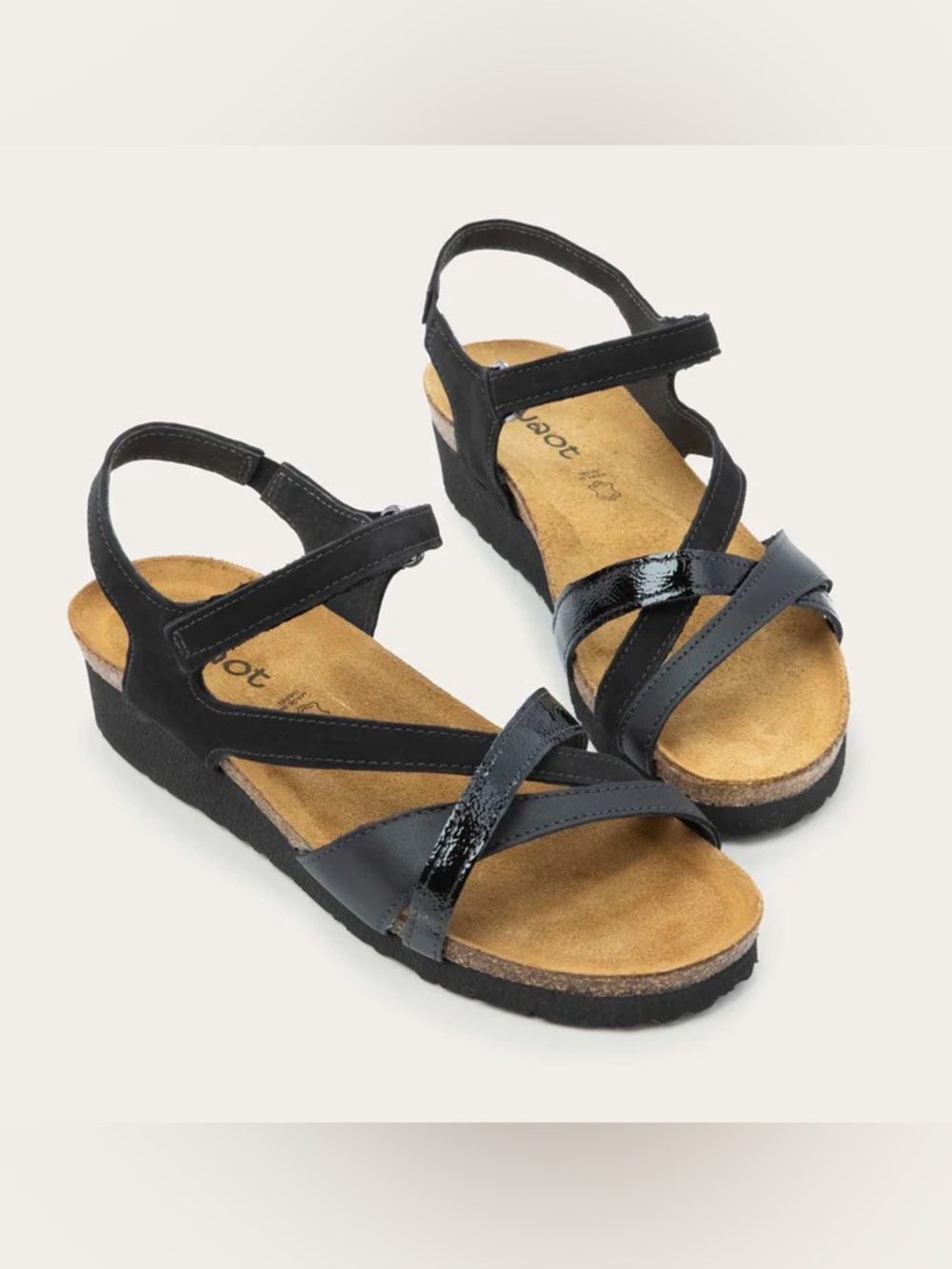 NAOT Sophia Sandal Cork Footbed Strappy Comfort Women 7 Black